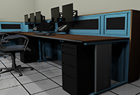 Blue Console Desk Slatwall